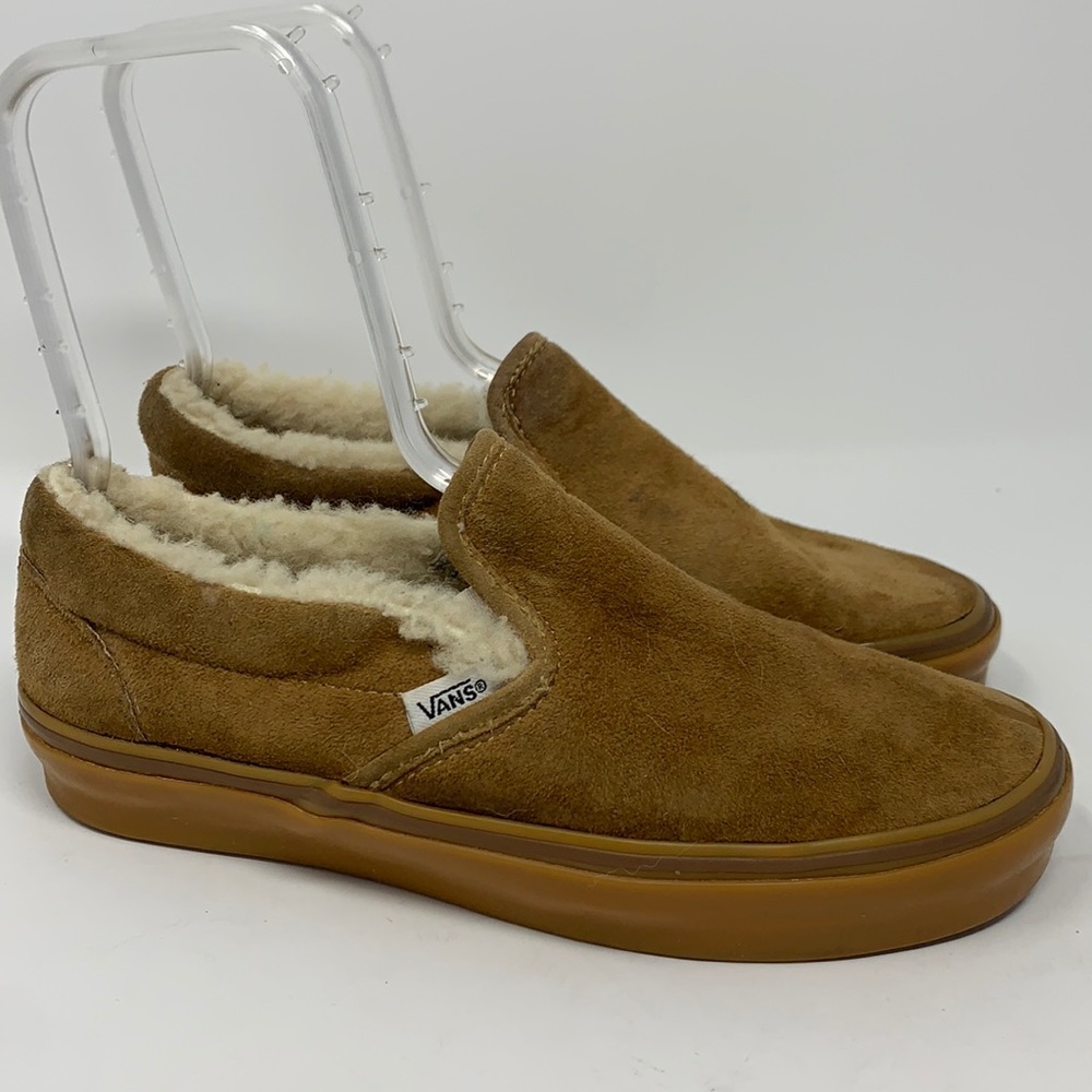 Off The Wall Vans Brown Suede Slip On Sheep Skin